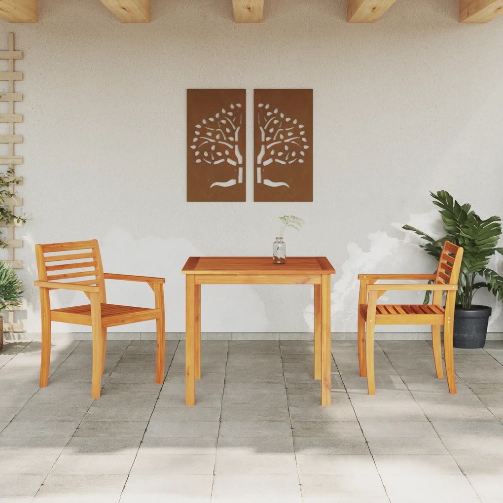 vidaXL Σετ Καρέκλας Κήπου 3 pcs Φυσικό Ξύλο 85 x 85 x 75 cm