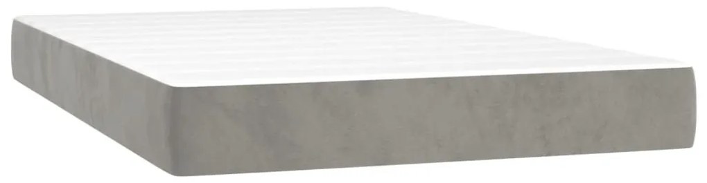 Κρεβάτι Boxspring με Στρώμα &amp; LED Αν.Γκρι 120x200 εκ. Βελούδινο - Γκρι