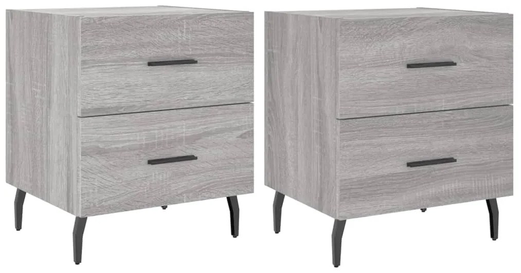 vidaXL Κομοδίνα 2 τεμ. Γκρι Sonoma 40 x 35 x 47,5 εκ. Επεξεργ. Ξύλο