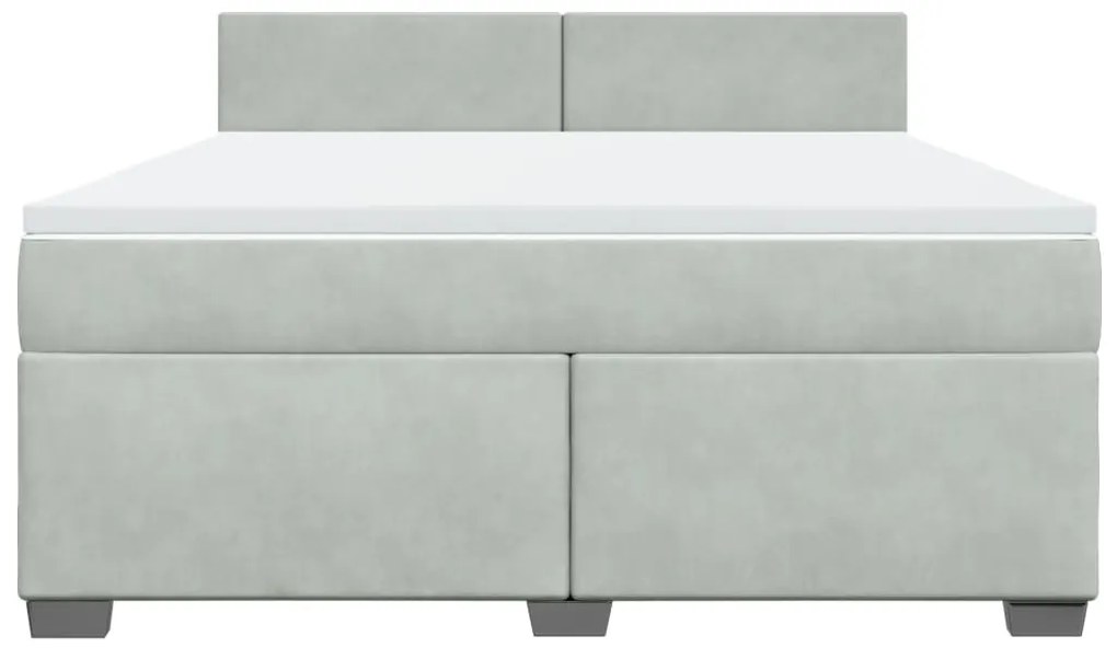 vidaXL Κρεβάτι Boxspring με Στρώμα Ανοιχτό Γκρι 180x200 εκ. Βελούδινο