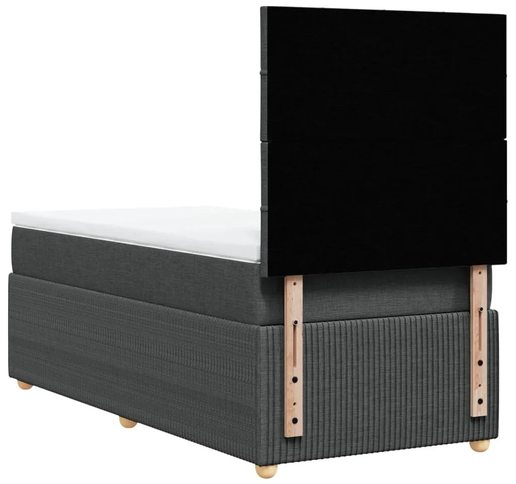 vidaXL Κρεβάτι Boxspring με Στρώμα Σκούρο Γκρι 100x200 εκ. Υφασμάτινο