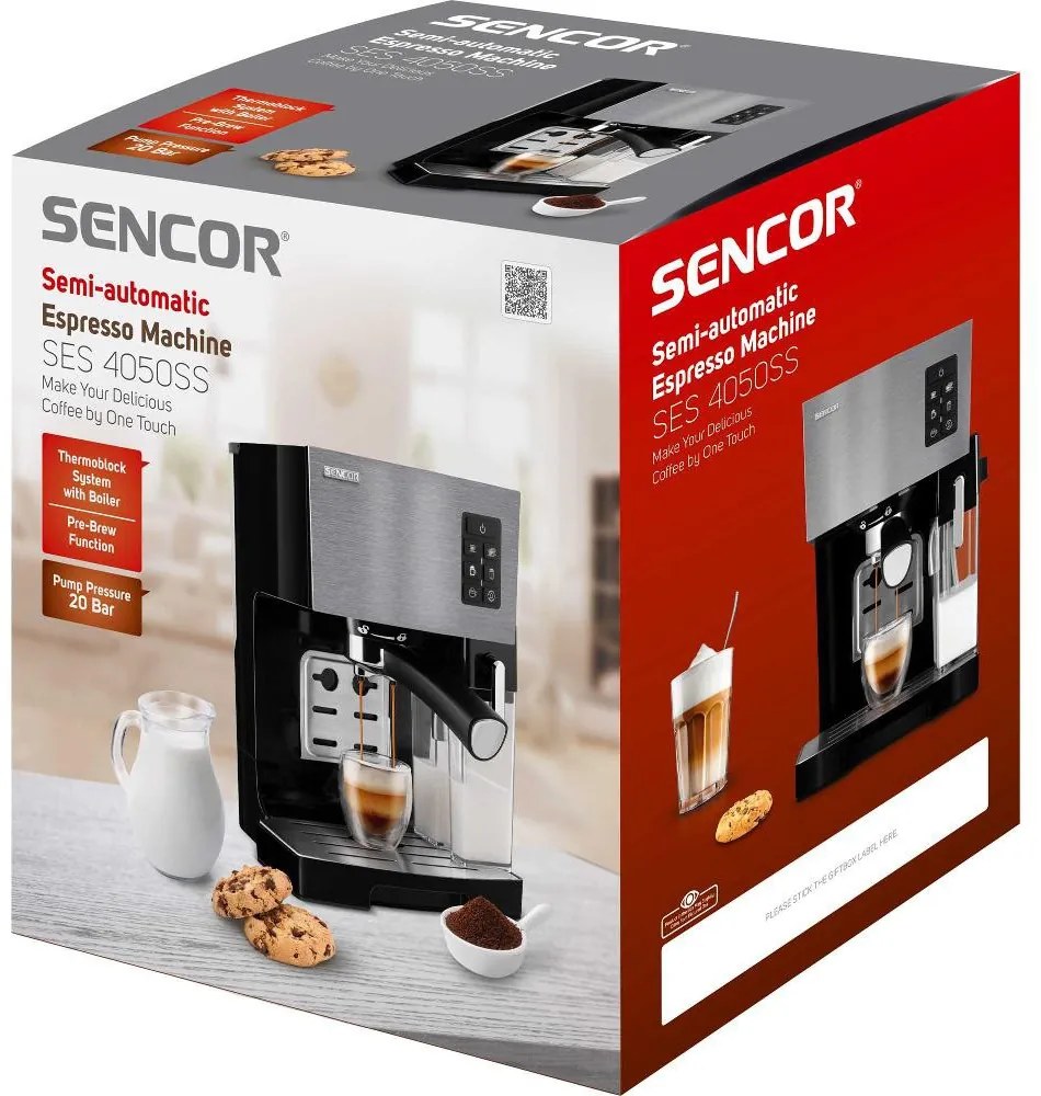Μηχανή Espresso Ημιαυτόματη 20Bar 1450W Sencor SES 4050SS-EUE3 Ασημί