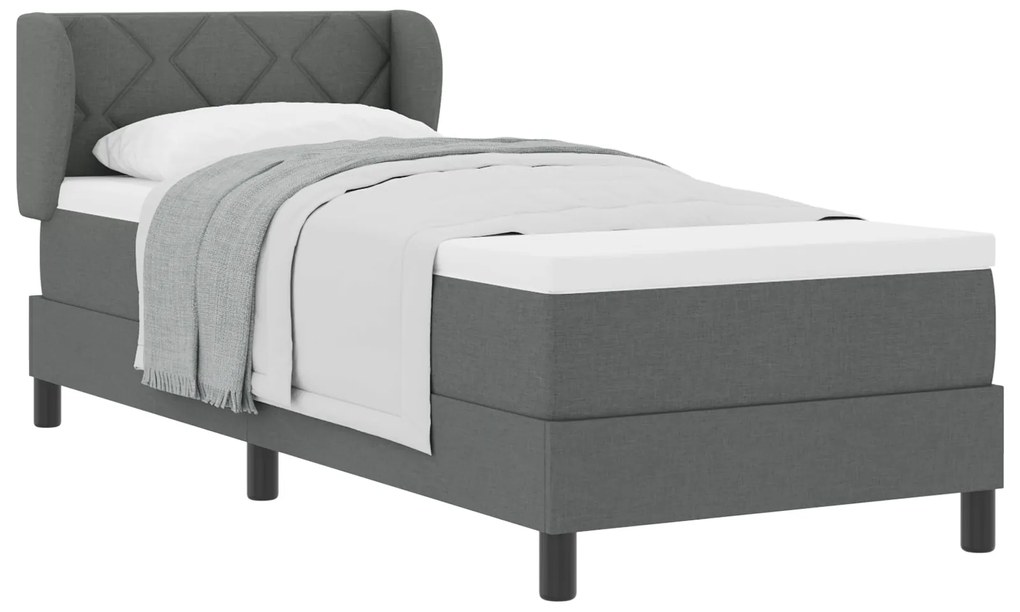 vidaXL κρεβάτι Box Spring με στρώμα σκούρο γκρι 80x200 εκ. υφάσματος