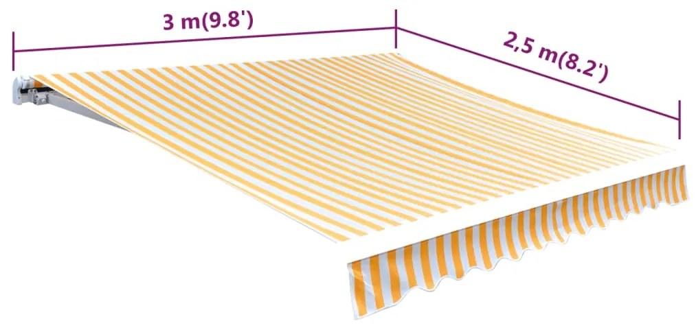 vidaXL Τεντόπανο Έντ. Κίτρινο/Λευκό 3x2,5 μ Καραβόπανο (Χωρίς Πλαίσιο)
