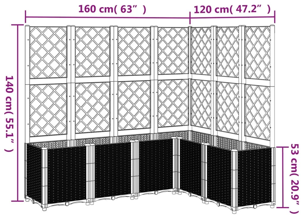 Ζαρντινιέρα Κήπου με Καφασωτό Καφέ 160 x 120 x 140 εκ. από PP - Καφέ