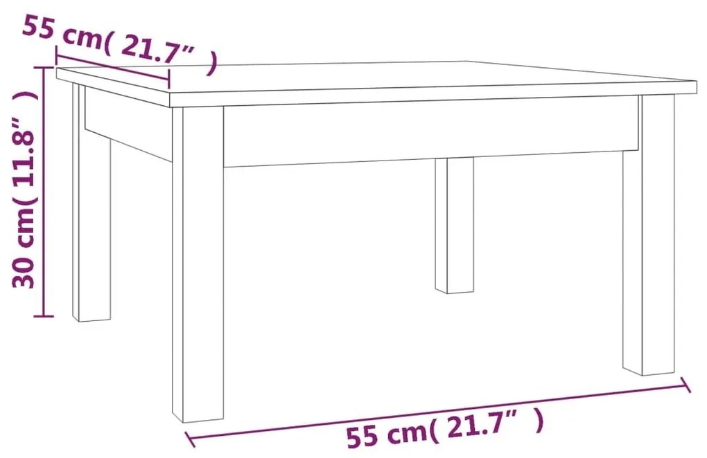 Τραπεζάκι Σαλονιού Γκρι 55 x 55 x 30 εκ. από Μασίφ Ξύλο Πεύκου - Γκρι