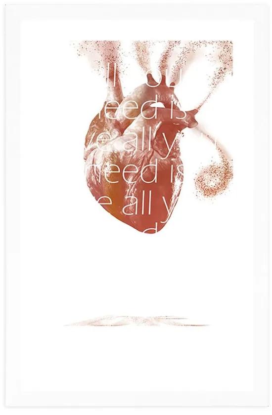 Αφίσα με παρπαστού Καρδιά με γνωμικό - 20x30 silver