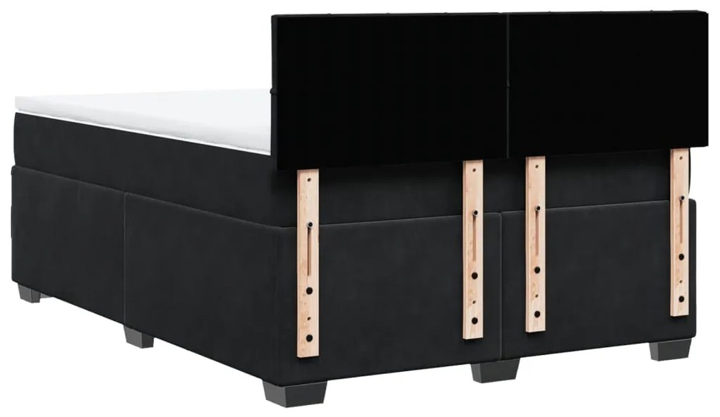 Κρεβάτι Boxspring με Στρώμα Μαύρο 140x190 εκ. Βελούδινο - Μαύρο