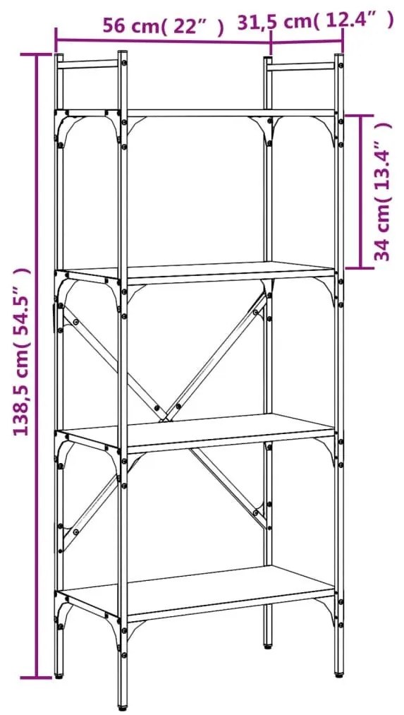 Βιβλιοθήκη 4 Επιπέδων Sonoma Δρυς 56x31,5x138,5 εκ. Επεξ. Ξύλο - Καφέ