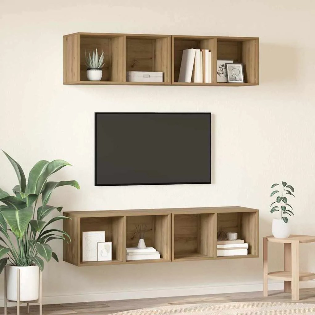 vidaXL Τηλεοπτική Κάβα Τοίχου 4 pcs artisan δρυς 37 x 37 x 72 εκ