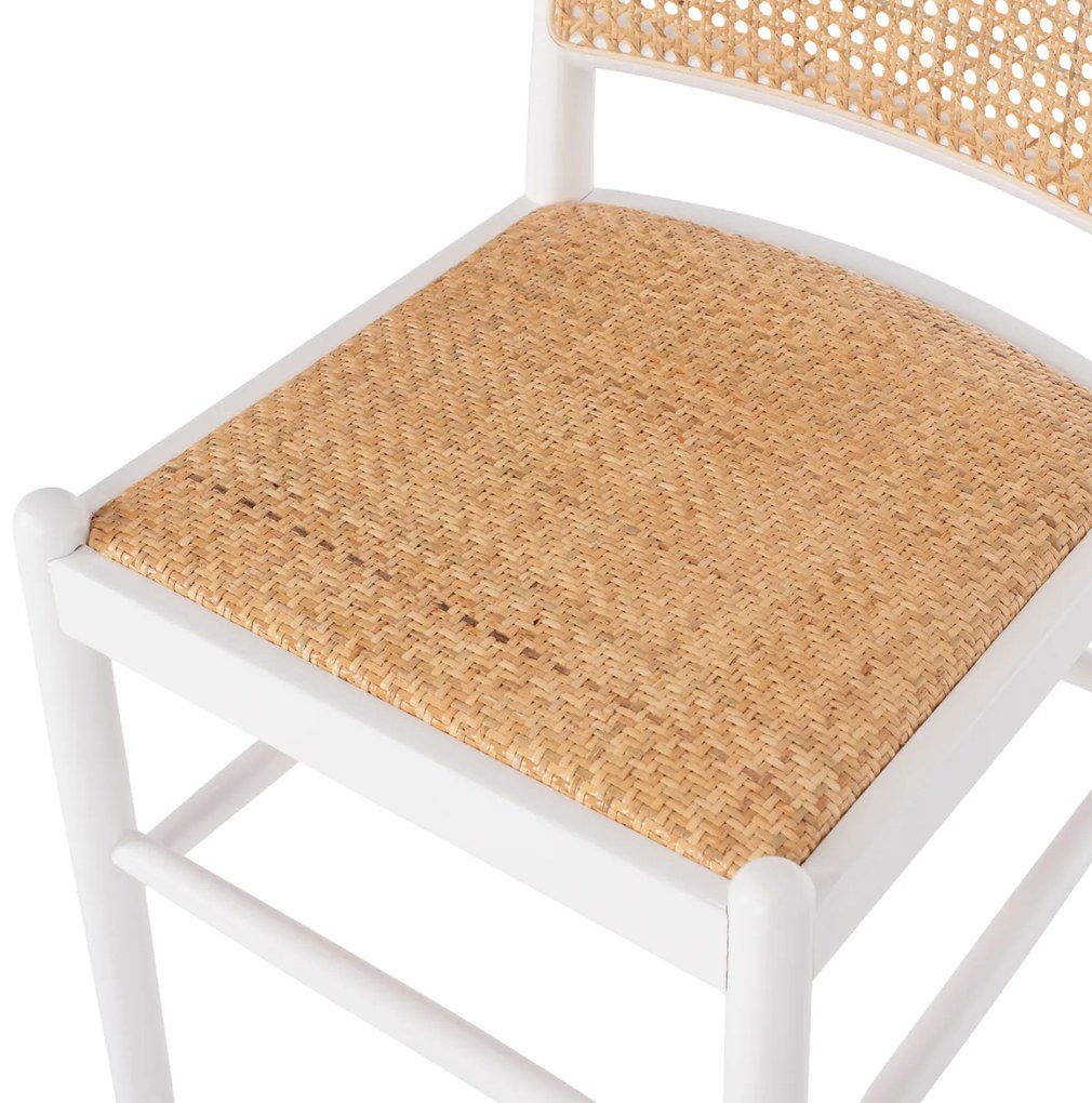 Καρέκλα Από Οξιά Σε Λευκό-Rattan Μπεζ 43x50x87Yεκ.