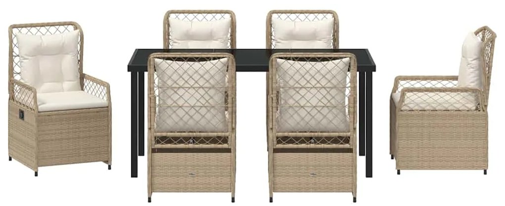 vidaXL Σέτ φαγητού για κήπο 7 pcs Μπεζ και Κρέμ συνθετικό ρατάν