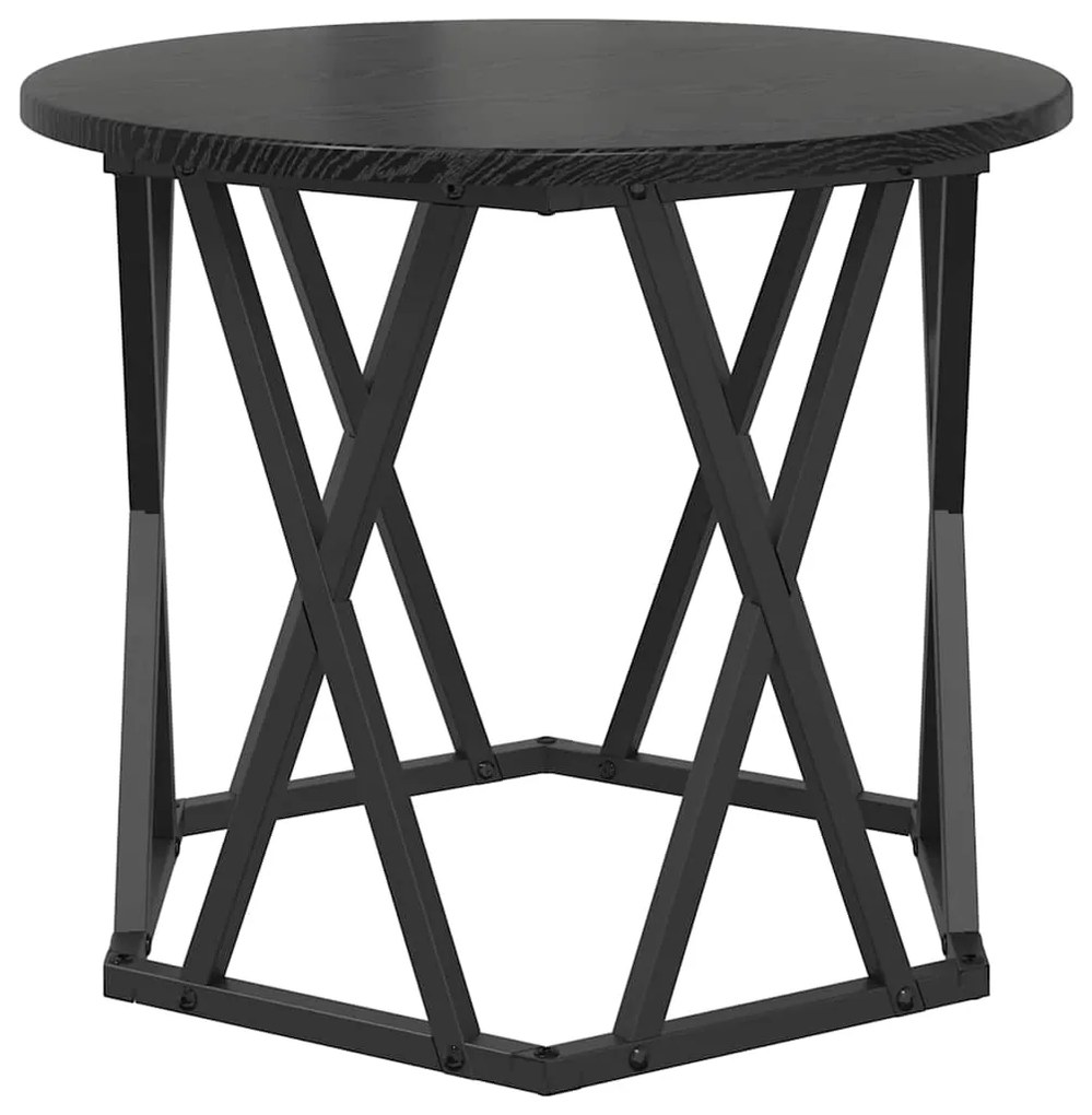 vidaXL Τραπεζάκι Πλευράς 2 pcs Μαύρη Οξυά Μηχανισμένο ξύλο και ατσάλι