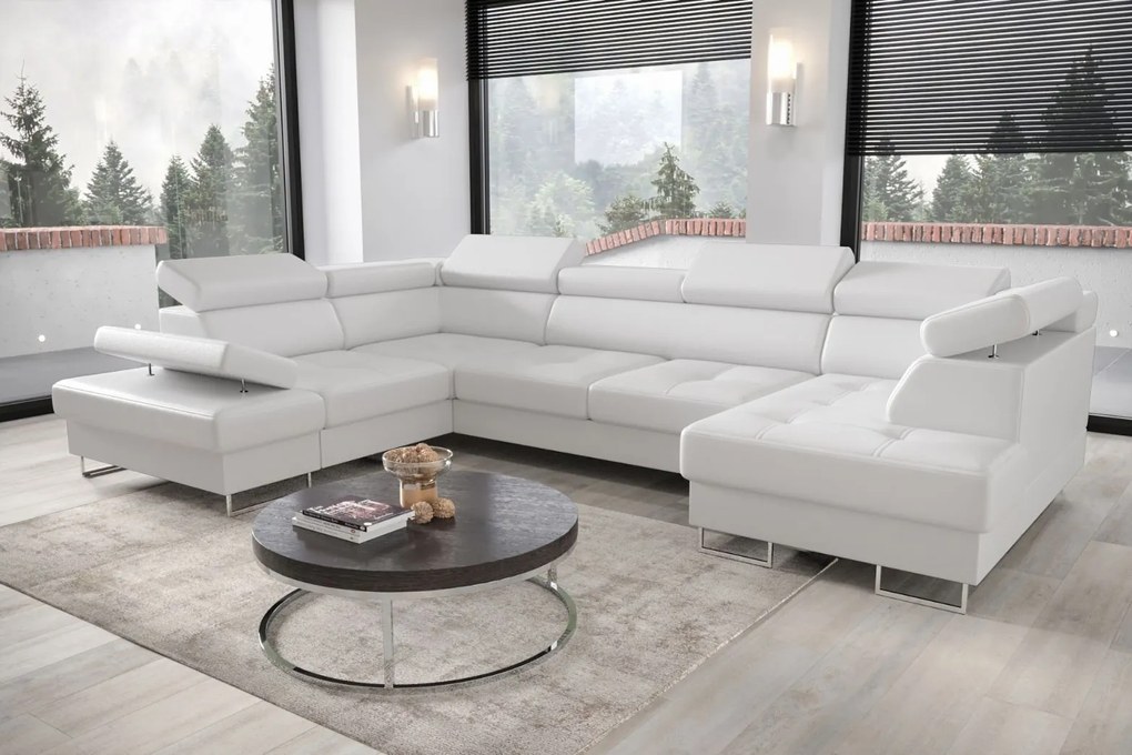 Γωνιακός καναπές Gelito Max II LTHR-Leuko-Δεξιά