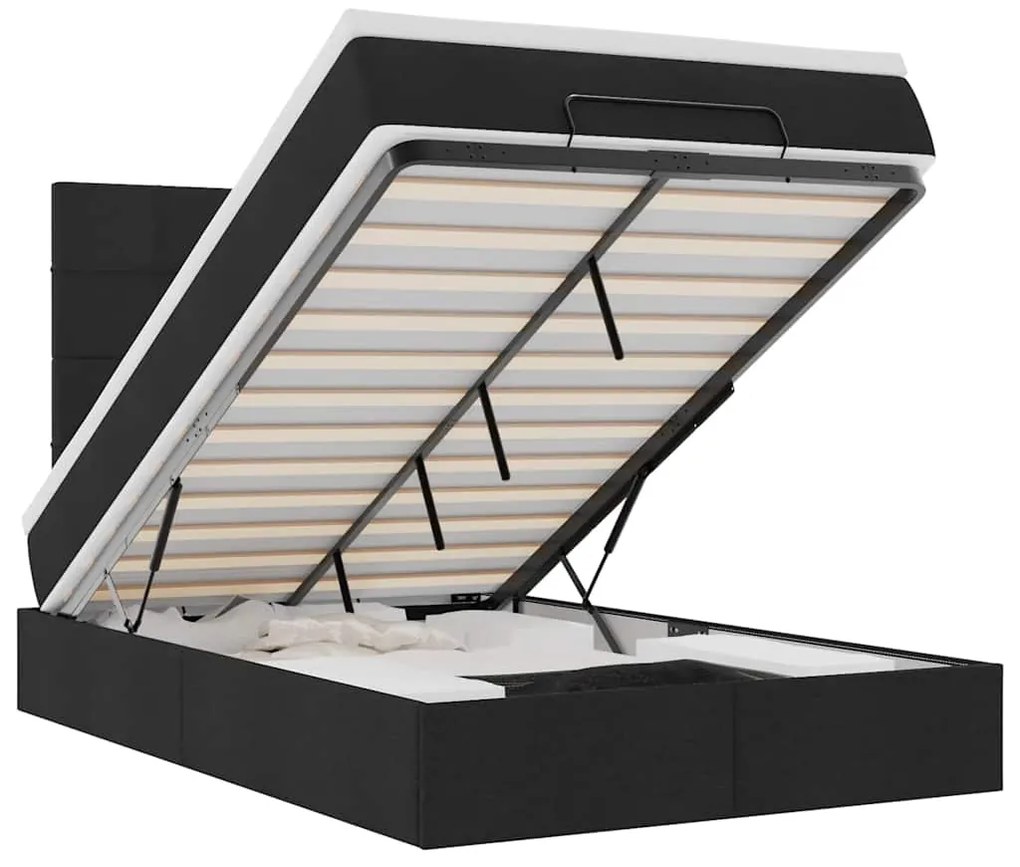 vidaXL Οθωμανικό κρεβάτι με στρώμα Μαύρο 120x190 cm Ύφασμα