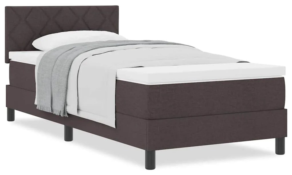 vidaXL Κρεβάτι box spring με στρώμα Σκούρο Καφέ 100 x 200 cm ύφασμα