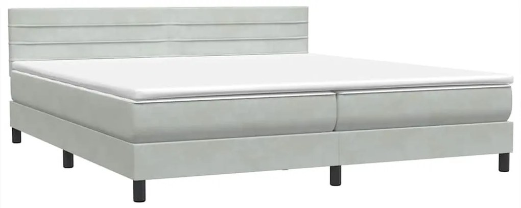 vidaXL Box Spring κρεβάτι με στρώμα ανοιχτό γκρι 200x210 cm Βελούδινο