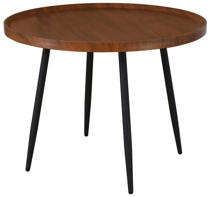 MATRIX Τραπεζάκι Σαλονιού Καθιστικού, Μέταλλο Βαφή Μαύρο, Ξύλο Καρυδί