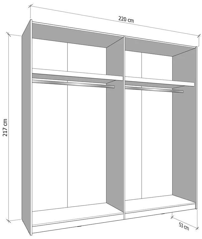 Ντουλάπα Συρόμενη VEYMONT 220 OG με Καθρέπτη Artisan Oak 220x61x218εκ. 220x61x218 εκ.
