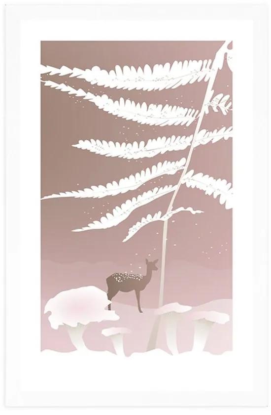 Αφίσα με παρπαστού Παραμυθένια ζωή στο δάσος - 40x60 silver