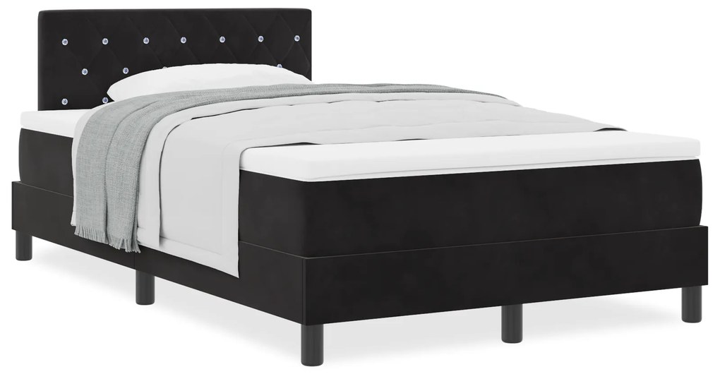 vidaXL Κρεβάτι Box Spring  με Στρώμα Μαύρο 120x200 εκ. Βελούδο