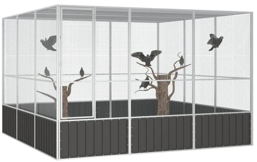 Κλουβί Πουλιών Ανθρακί 302,5x324,5x211,5 εκ Γαλβανισμένο Χάλυβα - Ανθρακί
