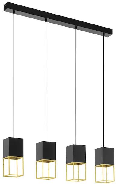Eglo Montebaldo Μοντέρνο Κρεμαστό Φωτιστικό Πολύφωτο Ράγα για 4 Λαμπτήρες GU10 σε Μαύρο Χρώμα 97734