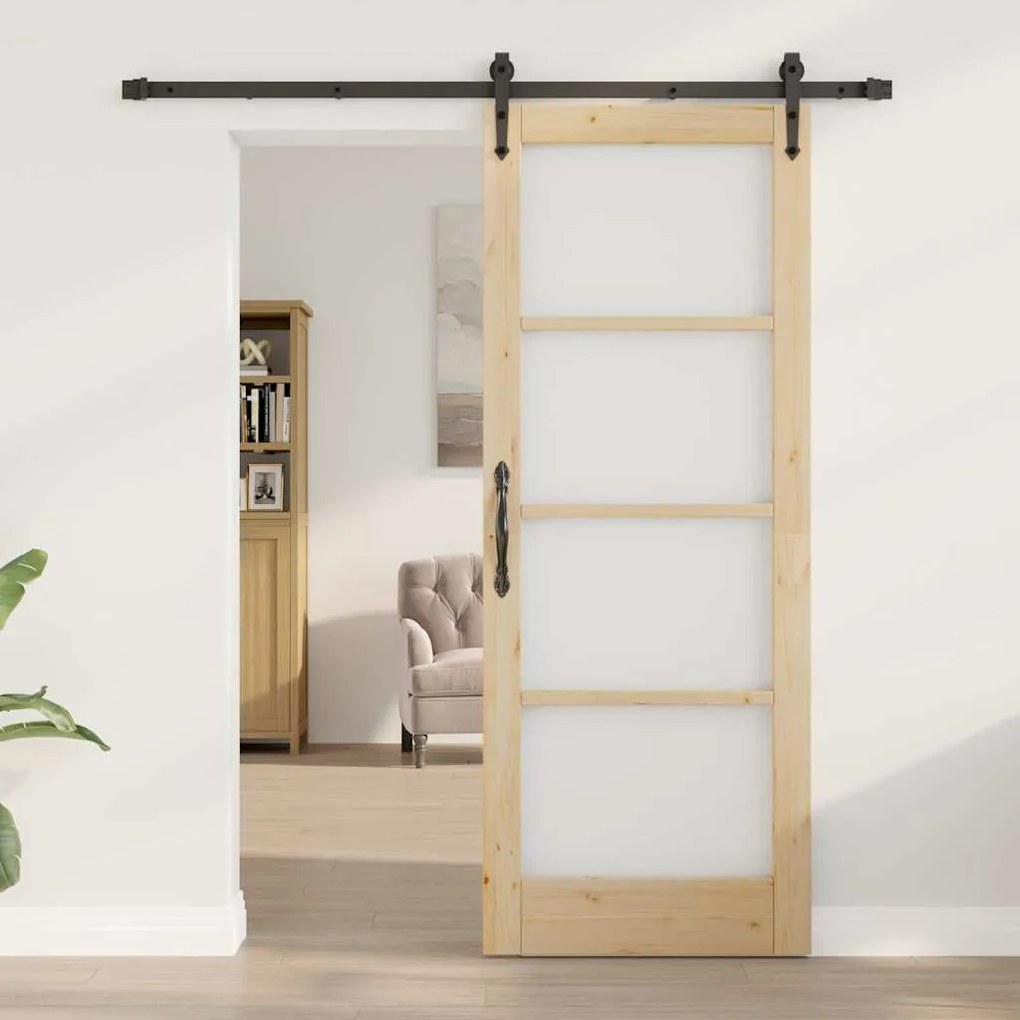 vidaXL Ολισθητή Πόρτα Καφέ 78 x 202 εκ. Ξύλο και μέταλλο