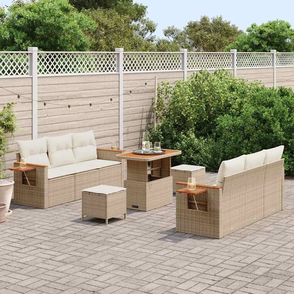 vidaXL Σετ Καναπέ Κήπου 9 pcs μπεζ και κρεμ 90 x 55 x 71 cm