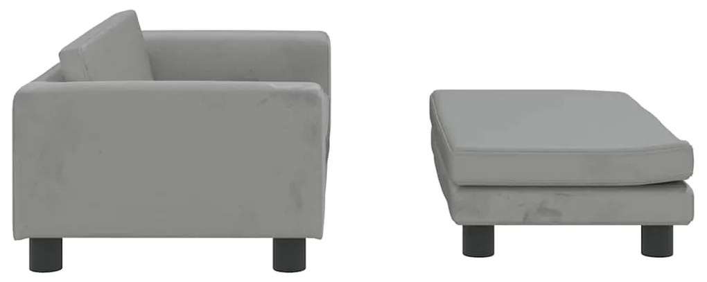 vidaXL Καναπές Παιδικός με Υποπόδιο Αν. Γκρι 100x50x30 εκ. Βελούδινος