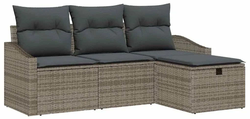 vidaXL Σετ Καναπέ Κήπου με μαξιλάρι 4 pcs Γκρι Πολυ ράταν