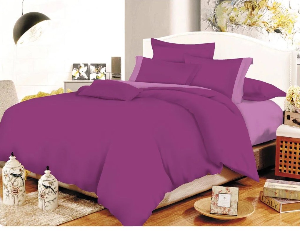 Σετ Σεντόνια Με Φάσα Polycotton Διπλά 200x240εκ. Mauve-Lilac Komvos Home 7001105-27