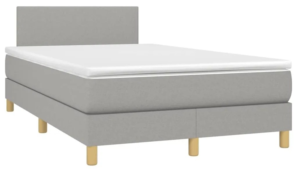 Κρεβάτι Boxspring με Στρώμα &amp; LED Αν.Γκρι 120x200 εκ Υφασμάτινο - Γκρι