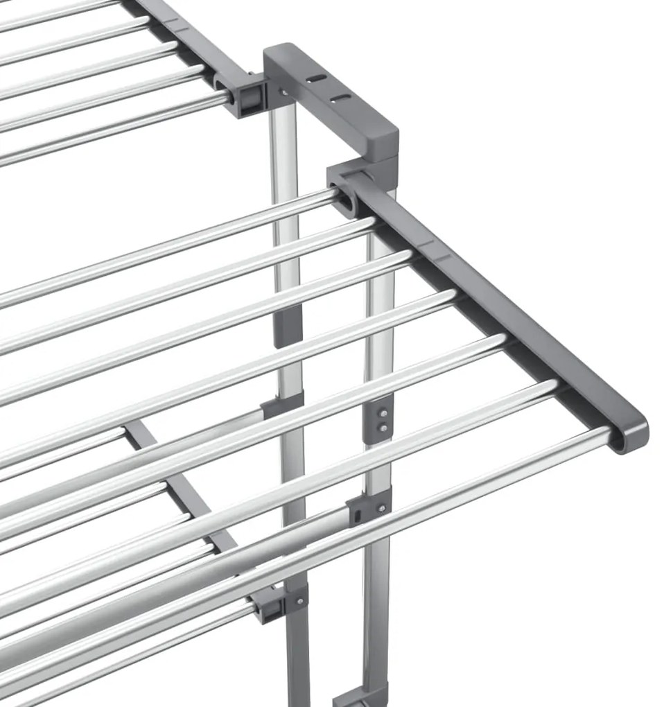 vidaXL Απλώστρα Ρούχων 2 Επιπέδων με Ρόδες Ασημί 60 x 70 x 106 εκ.