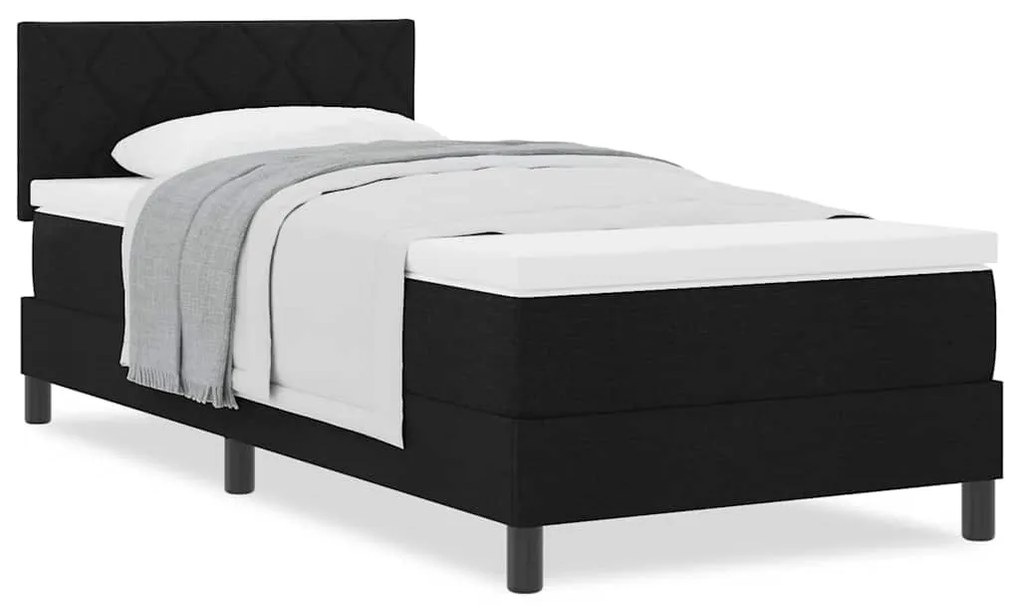 vidaXL Κρεβάτι box spring με στρώμα με στρώμα Μαύρο 90 x 190 cm ύφασμα