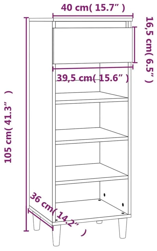 Παπουτσοθήκη Γκρι Σκυροδέματος 40x36x105 εκ. Επεξεργασμένο Ξύλο - Γκρι