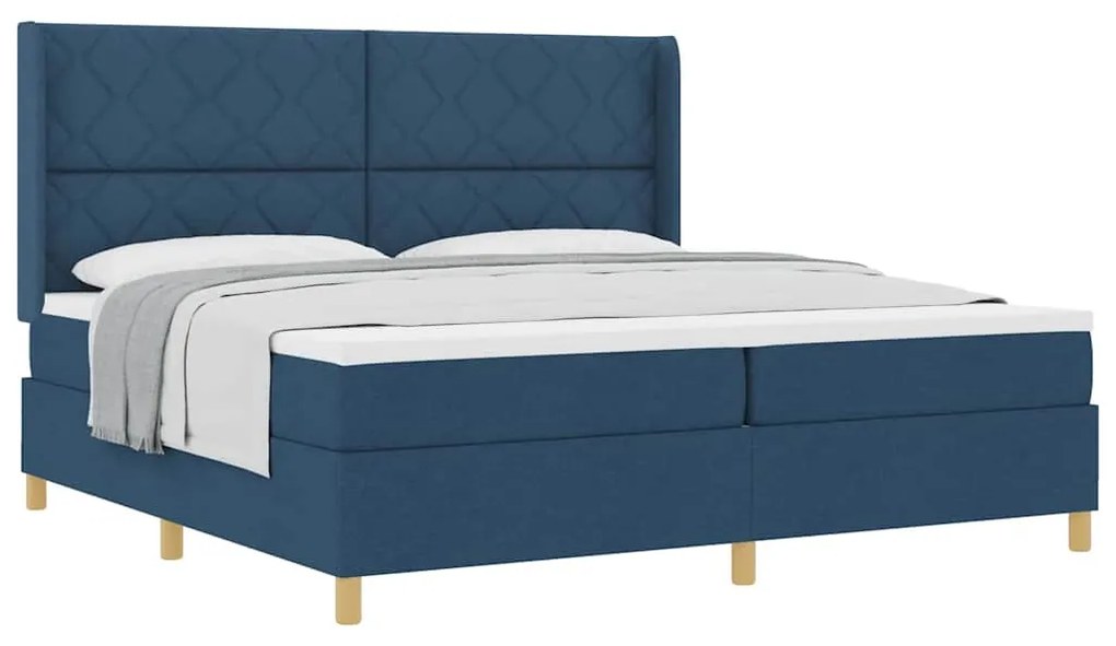 vidaXL Κρεβάτι με ελατήριο με στρώμα Μπλε 200 x 200 cm ύφασμα