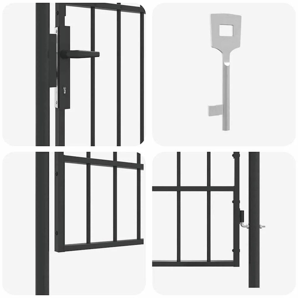 vidaXL Πύλη Φράχτη Γκρι 100 x 175 cm Χάλυβας με Επικάλυψη Πούδρας