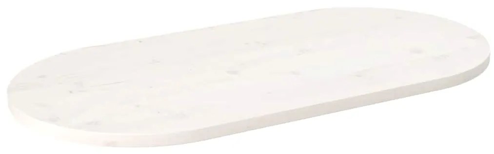 vidaXL Επιφάνεια Τραπεζιού Οβάλ Λευκή 90x45x2,5 εκ. Μασίφ Ξύλο Πεύκου