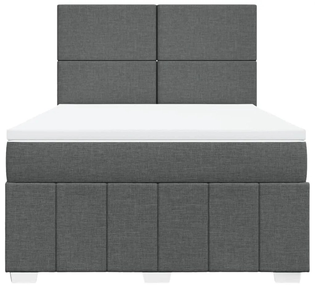 Κρεβάτι Boxspring με Στρώμα Σκούρο Γκρι 140x190 εκ. Υφασμάτινο - Γκρι