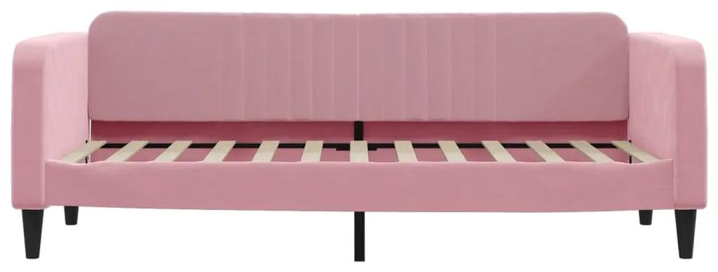 vidaXL Καναπέ Κρεβάτι με Στρώμα Ροζ 80 x 200 εκ. Βελούδινος