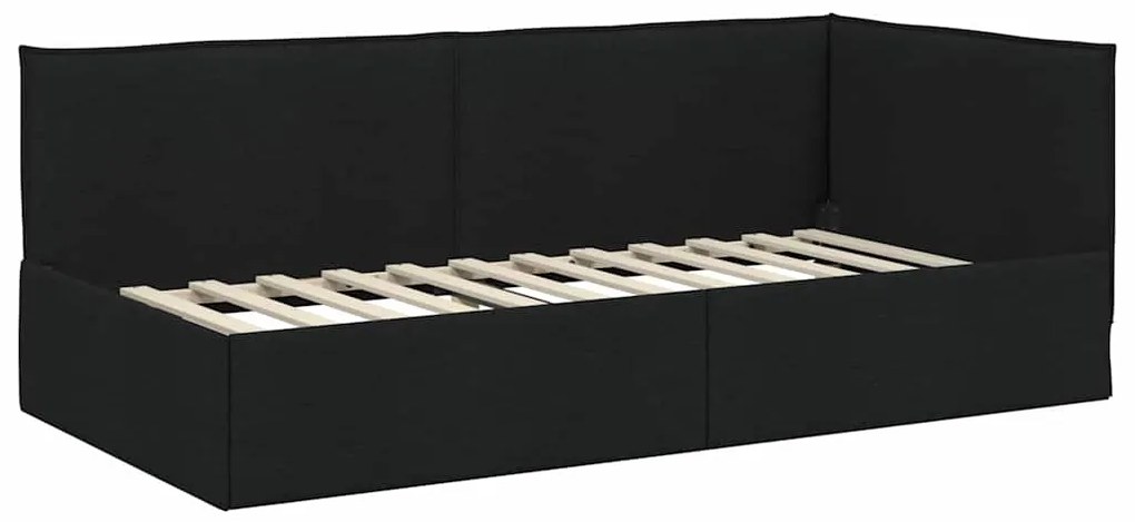 vidaXL Κρεβάτι Γωνίας με κεφαλάρι Μαύρο 100 x 200 cm ύφασμα