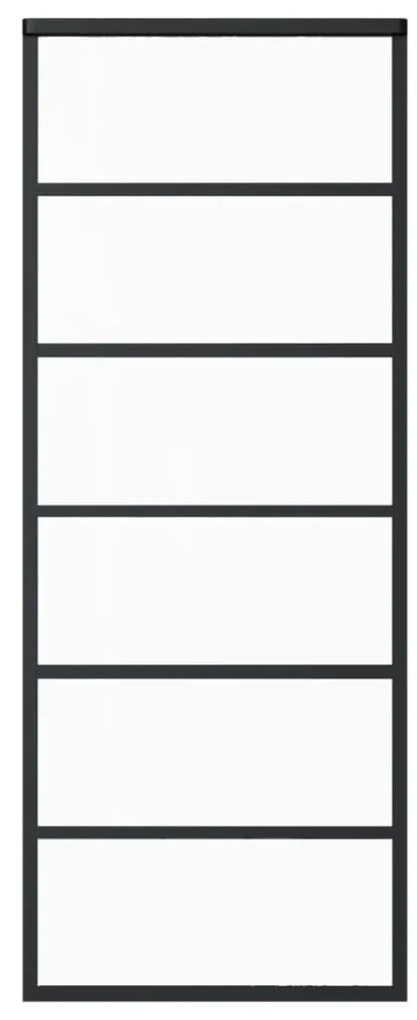 Συρόμενη Πόρτα με Σετ Υλικού ESG Γυαλί &amp; Αλουμίνιο 76 x 205 εκ. - Μαύρο