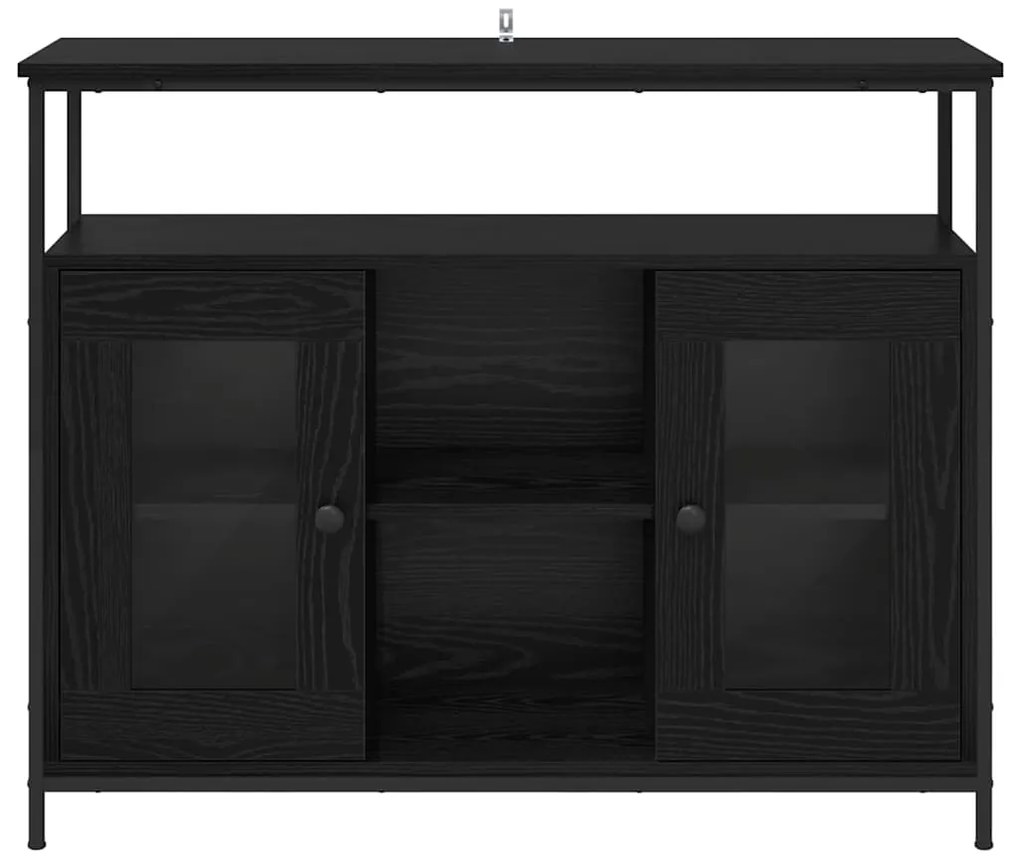 vidaXL Πλαϊνό γραφείο Μαύρη Οξυά 100 x 35 x 80 εκ. Επεξεργασμένο ξύλο