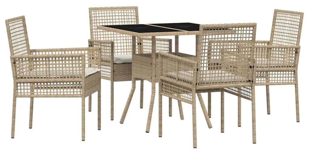 vidaXL Σέτ φαγητού για κήπο 5 pcs Μπεζ Πολυ ράταν