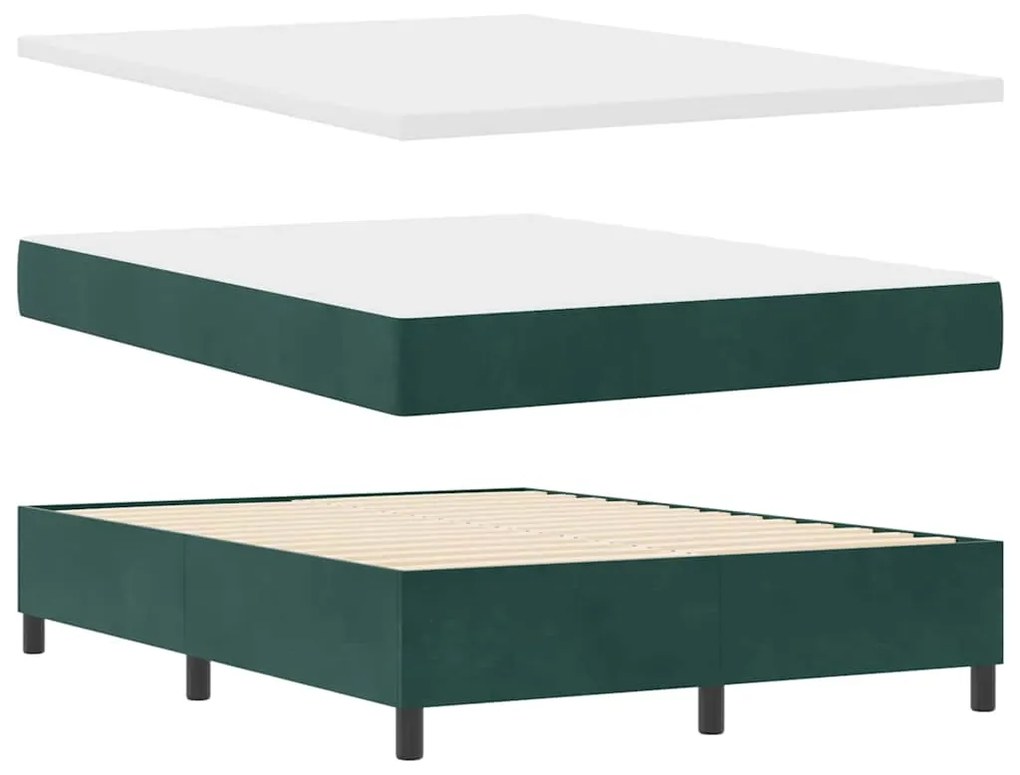 vidaXL Κρεβάτι με ελατήρια Σκούρο πράσινο 140 x 190 cm Βελούδο