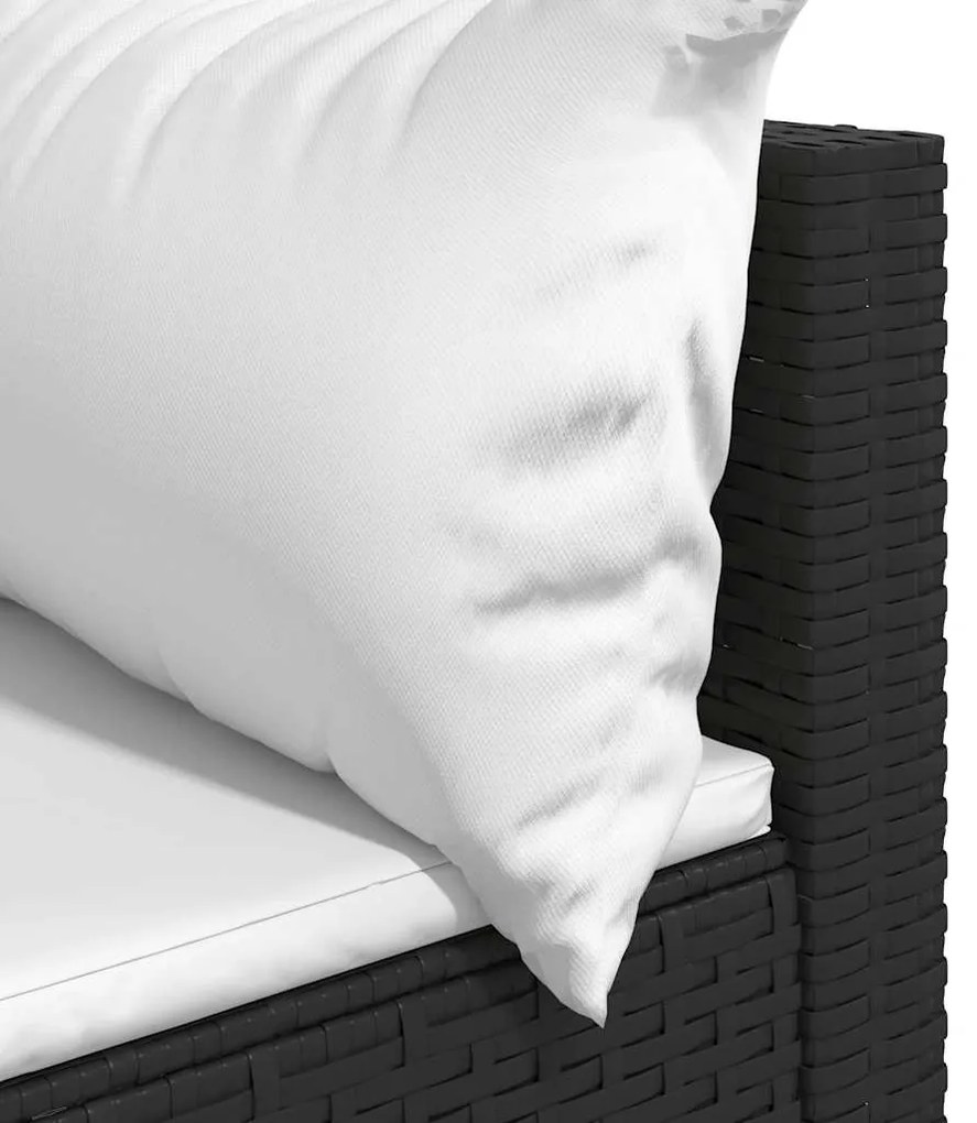 vidaXL Καναπέδες Κήπου Γωνιακοί με Μαξιλάρια 2 τεμ. Μαύρο Συνθ. Ρατάν