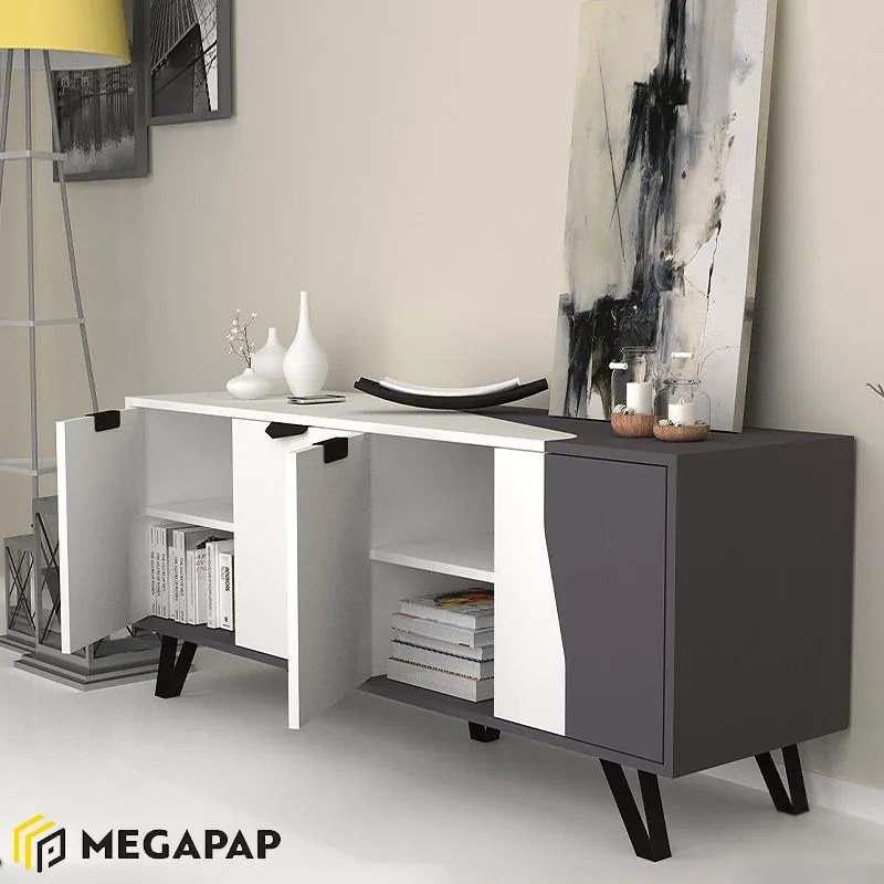 ΜΠΟΥΦΕΣ JASMINE MEGAPAP ΧΡΩΜΑ ΛΕΥΚΟ - ΑΝΘΡΑΚΙ 160X45X78ΕΚ.
