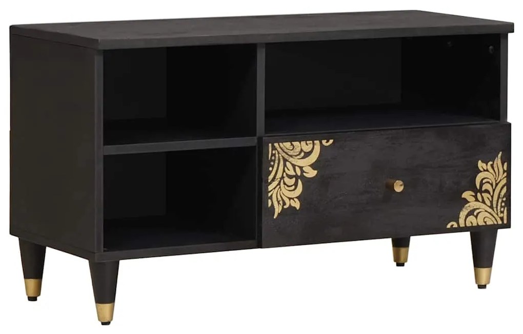 Ντουλάπι TV με συρτάρι Μαύρο 80 x 33 x 46 εκ Στερεό ξύλο μάνγκο