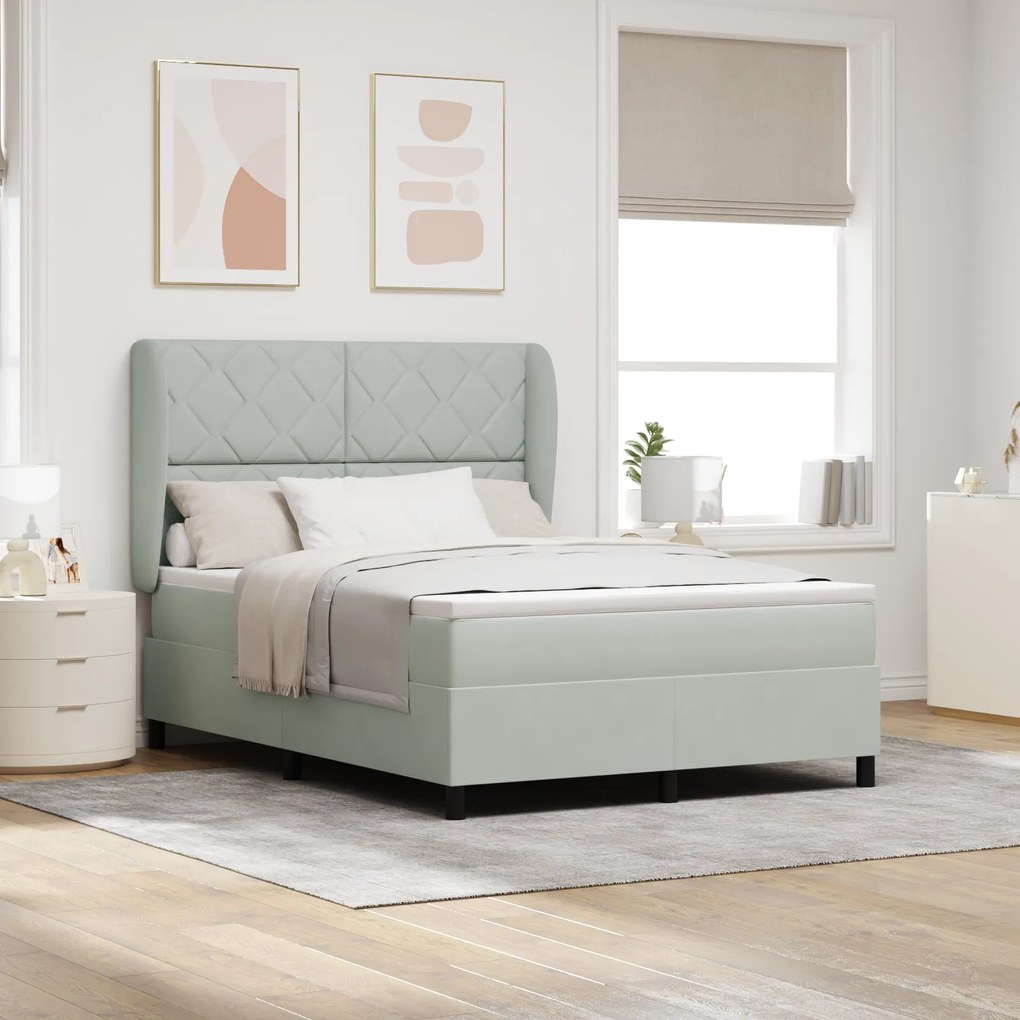 vidaXL Κρεβάτι με Στρώμα Light Grey 160x200 εκ. Βελούδο
